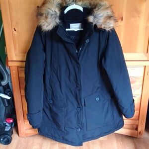 Woman Within  coat hooded water resistant size large removable fur colla…